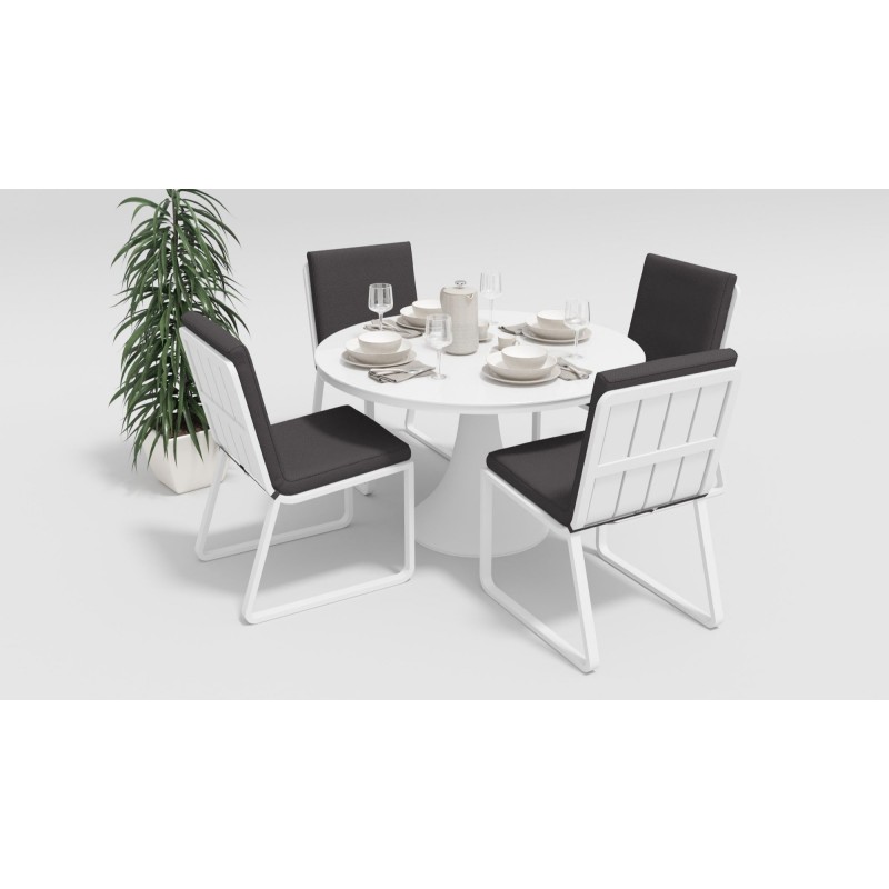 Gardenini - Обеденная зона Gardenini Voglie Round White Антрацит со стульями Voglie