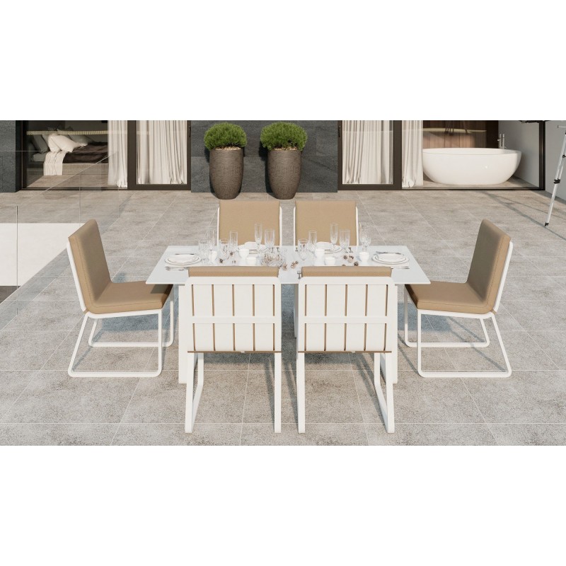 Gardenini - Обеденная зона Gardenini Voglie White 180 Бежевый со стульями Voglie