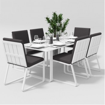 Обеденная зона Gardenini Voglie White 180 Антрацит со стульями Voglie