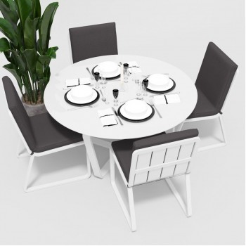 Обеденная зона Gardenini Primavera White Антрацит с стульями Voglie