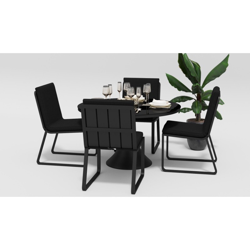 Gardenini - Обеденная зона Gardenini Voglie Round Carbon Черный со стульями Voglie