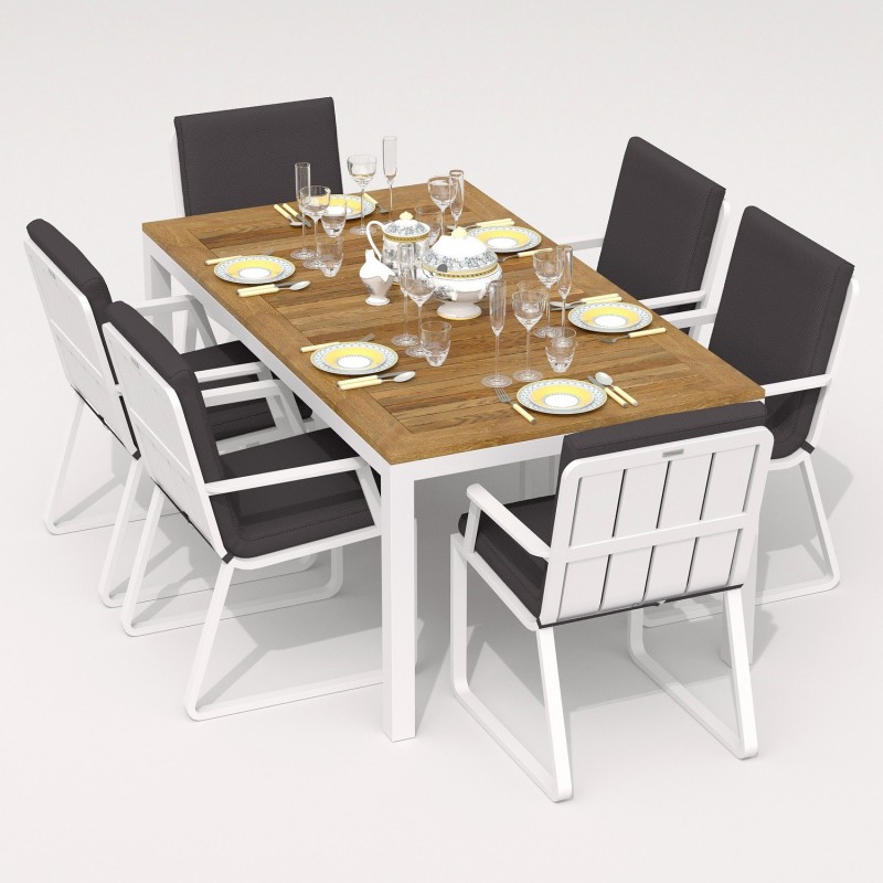 IdealPatio - Обеденная группа Ideal Patio Tella Alba 180 Цвет: белый, антрацит IdealPatio - Обеденная группа Ideal Patio Tella Alba 180 Цвет: белый, антрацит