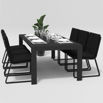 Обеденная зона Gardenini Malia Carbon 220 Черный со стульями Voglie