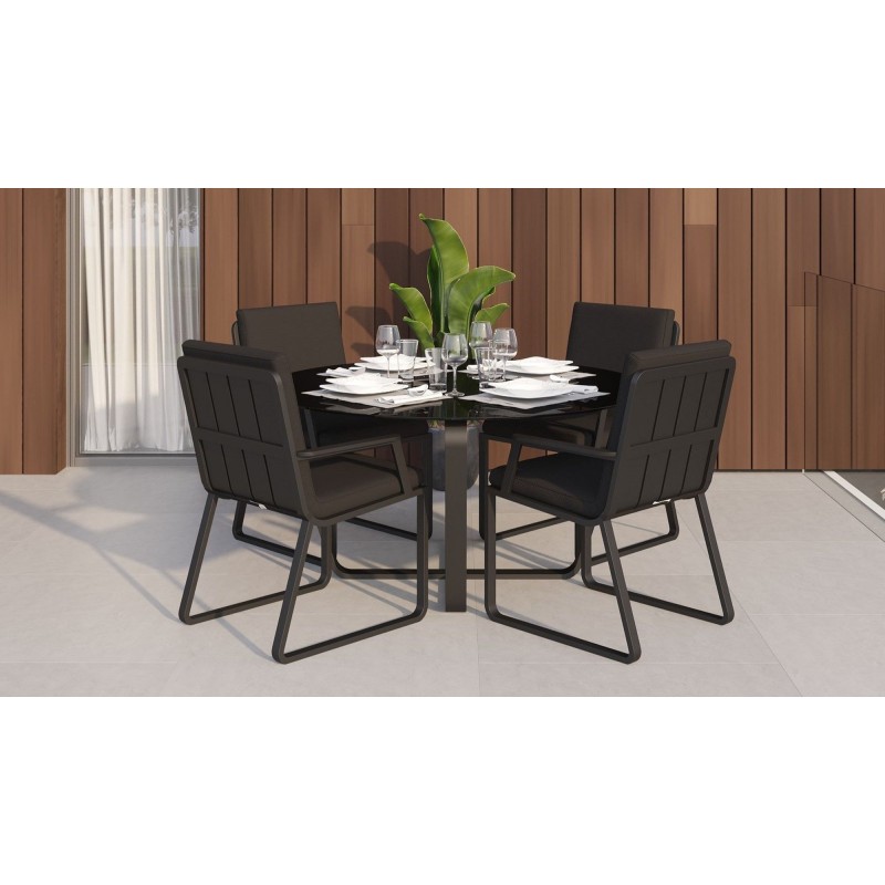 Gardenini - Обеденная зона Gardenini Primavera Carbon Черный с стульями Voglie Armrest