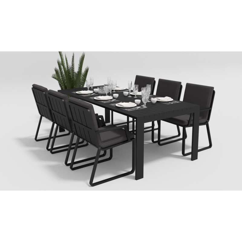 Gardenini - Обеденная зона Gardenini Malia Carbon 180 Антрацит со стульями Voglie Armrest