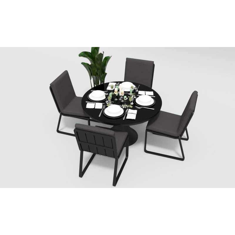 Gardenini - Обеденная зона Gardenini Voglie Round Carbon Антрацит со стульями Voglie