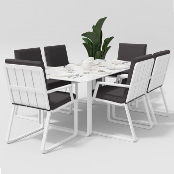 Обеденная зона Gardenini Voglie White 180 Антрацит со стульями Voglie Armrest