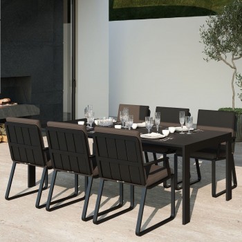 Обеденная зона Gardenini Malia Carbon 180 Антрацит со стульями Voglie Armrest
