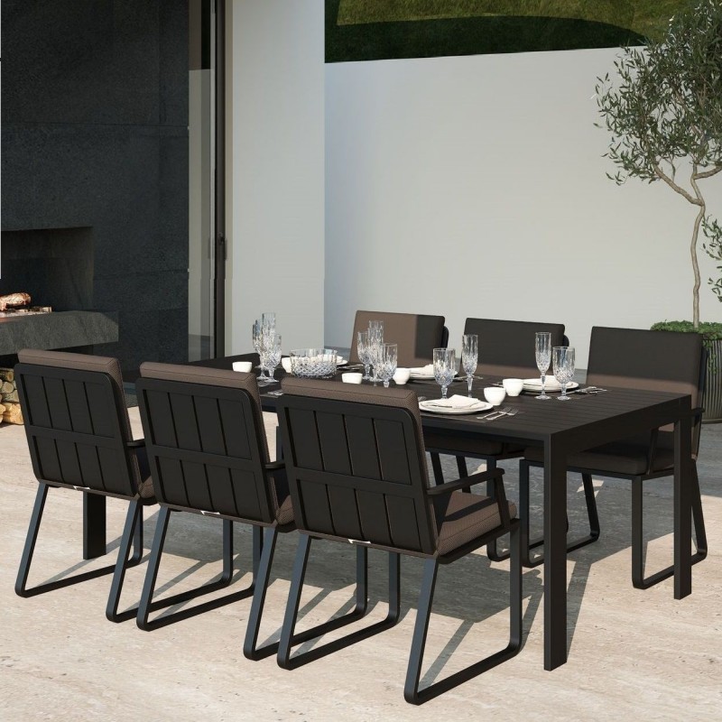 Gardenini - Обеденная зона Gardenini Malia Carbon 180 Антрацит со стульями Voglie Armrest