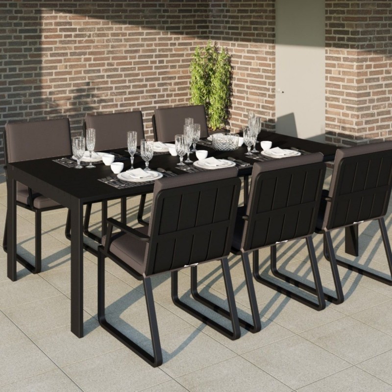 Gardenini - Обеденная зона Gardenini Malia Carbon 200 Антрацит со стульями Voglie Armrest