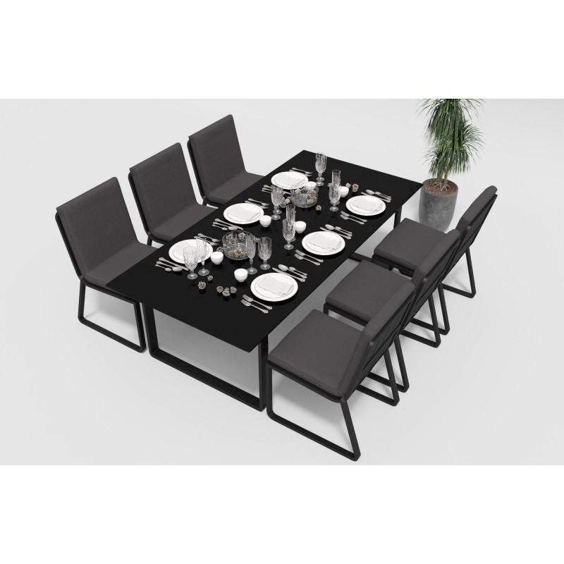 Gardenini - Обеденная зона Gardenini Voglie Carbon 220 Антрацит со стульями Voglie