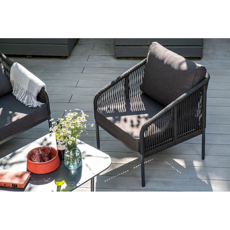 4SIS - Кресло 4SIS Канны из роупа Цвет: темно-серый RAL7024, Savana grafit 4SIS - Кресло 4SIS Канны из роупа Цвет: темно-серый RAL7024, Savana grafit