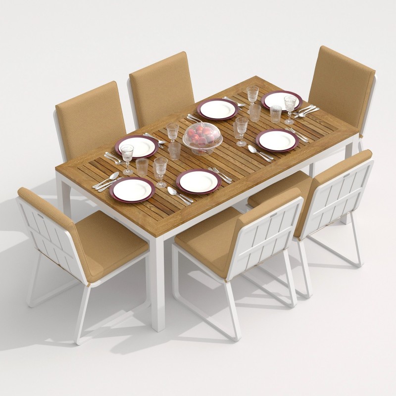 IdealPatio - Обеденная группа Ideal Patio Tella Gira 180 Цвет: белый, бежевый IdealPatio - Обеденная группа Ideal Patio Tella Gira 180 Цвет: белый, бежевый