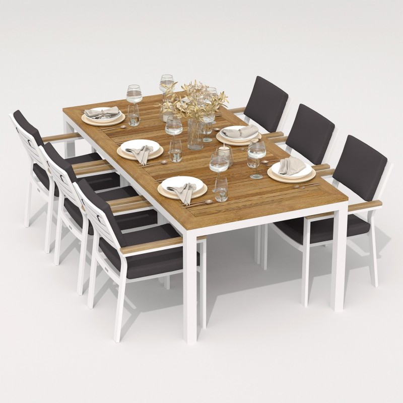 IdealPatio - Обеденная группа Ideal Patio Tella Bonta 220 Цвет: белый, антрацит IdealPatio - Обеденная группа Ideal Patio Tella Bonta 220 Цвет: белый, антрацит