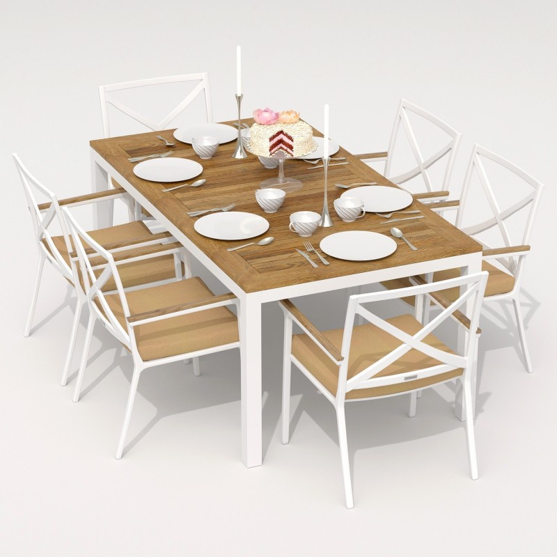 IdealPatio - Обеденная группа Ideal Patio Tella Festa 180 Цвет: белый, бежевый IdealPatio - Обеденная группа Ideal Patio Tella Festa 180 Цвет: белый, бежевый
