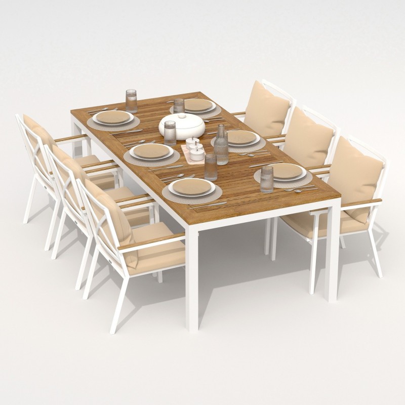 IdealPatio - Обеденная группа Ideal Patio Tella Festa Plus 220 Цвет: белый, бежевый IdealPatio - Обеденная группа Ideal Patio Tella Festa Plus 220 Цвет: белый, бежевый