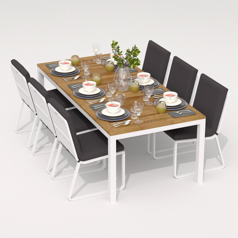 IdealPatio - Обеденная группа Ideal Patio Tella Gira 220 Цвет: белый, антрацит IdealPatio - Обеденная группа Ideal Patio Tella Gira 220 Цвет: белый, антрацит