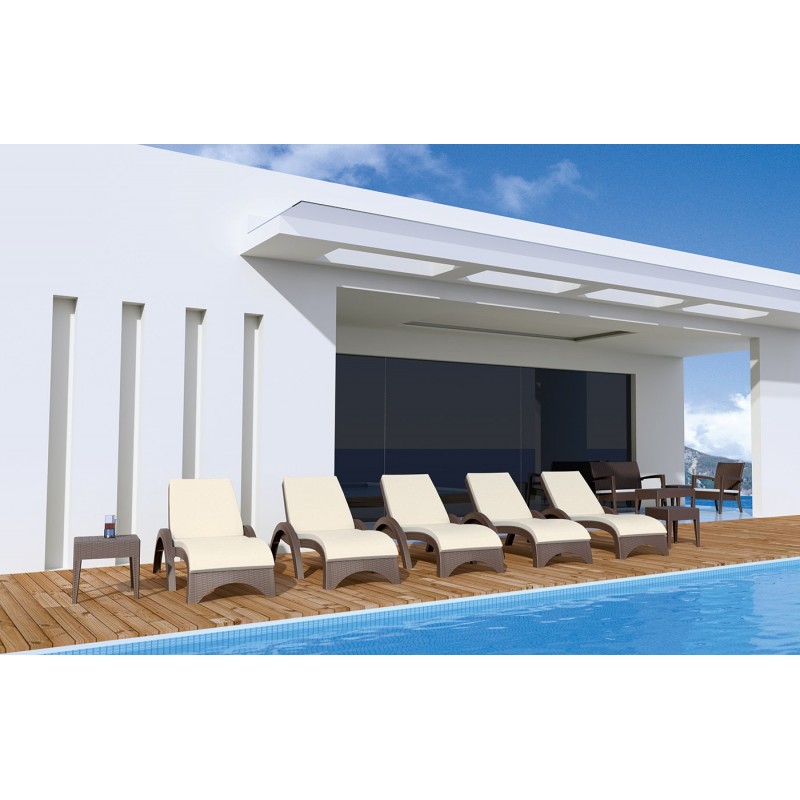 SiestaContract - Столик плетеный Siesta Contract Miami Lounge для шезлонга GT 1009 Цвет: коричневый SiestaContract - Столик плетеный Siesta Contract Miami Lounge для шезлонга GT 1009 Цвет: коричневый