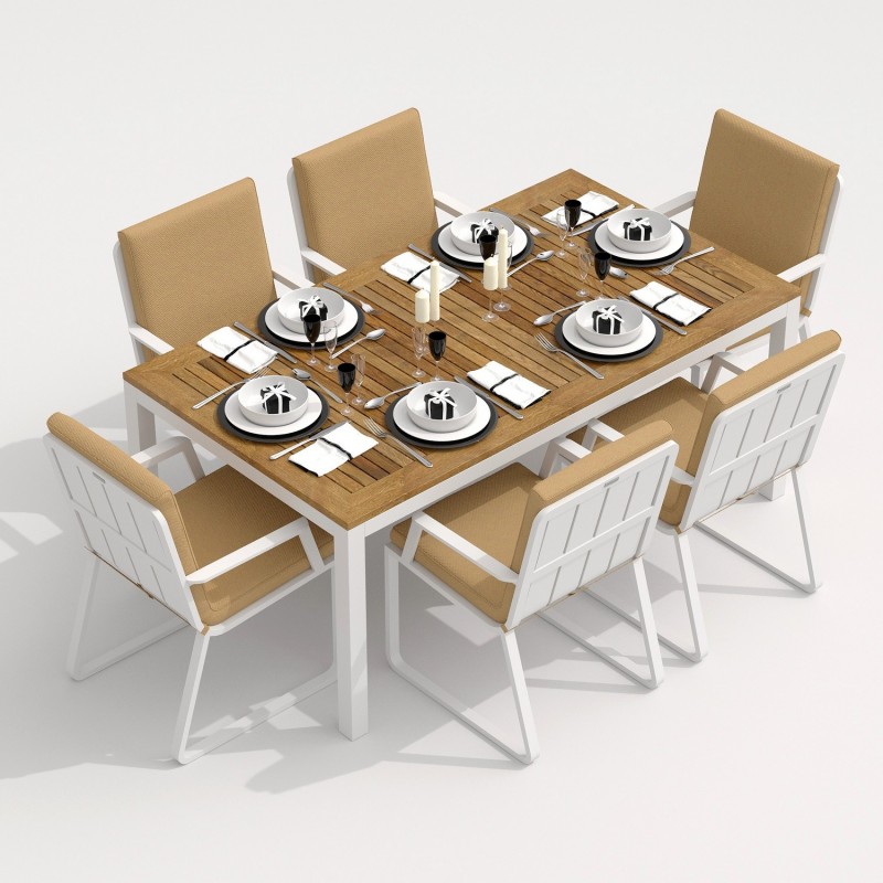 IdealPatio - Обеденная группа Ideal Patio Tella Alba 180 Цвет: белый, бежевый IdealPatio - Обеденная группа Ideal Patio Tella Alba 180 Цвет: белый, бежевый