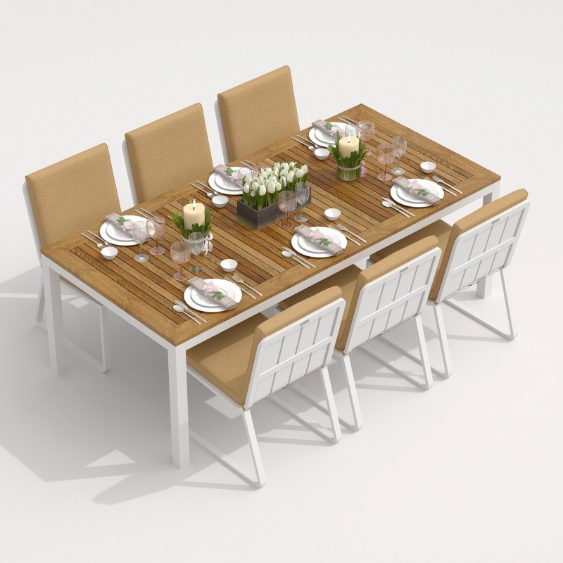 IdealPatio - Обеденная группа Ideal Patio Tella Gira 200 Цвет: белый, бежевый IdealPatio - Обеденная группа Ideal Patio Tella Gira 200 Цвет: белый, бежевый