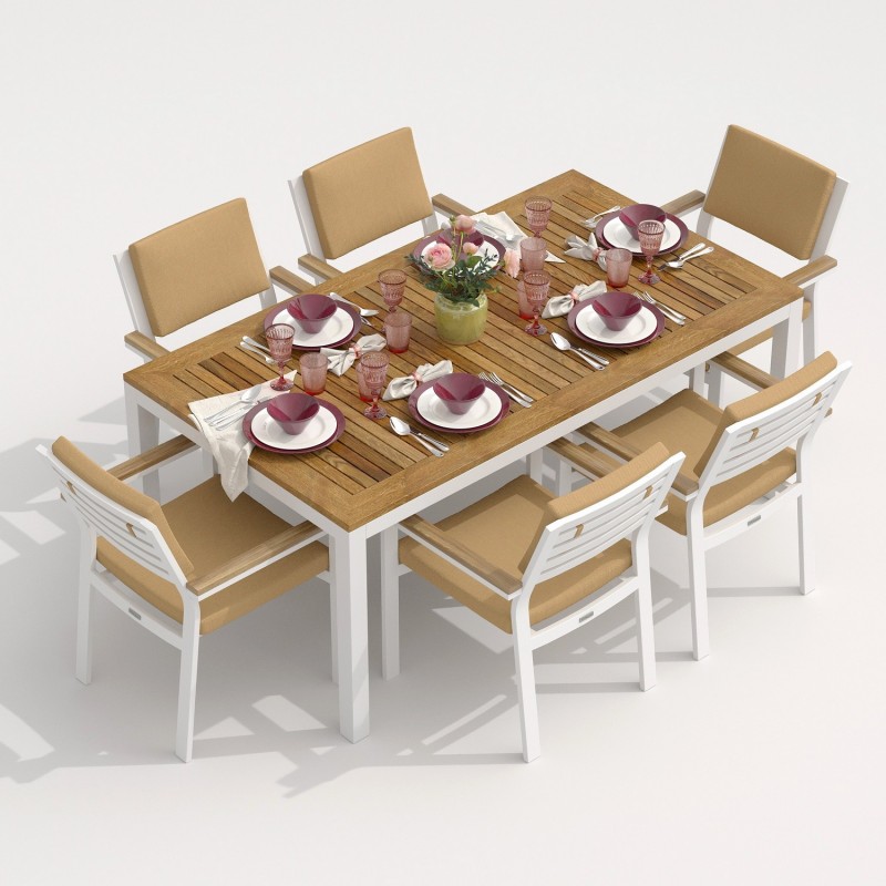 IdealPatio - Обеденная группа Ideal Patio Tella Bonta 180 Цвет: белый, бежевый IdealPatio - Обеденная группа Ideal Patio Tella Bonta 180 Цвет: белый, бежевый