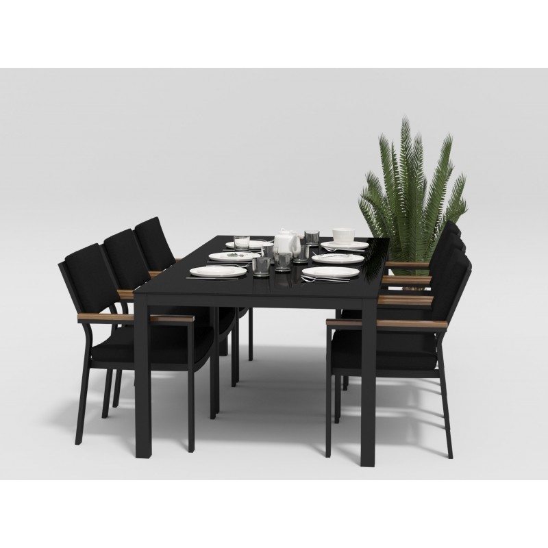 Gardenini - Обеденная зона Gardenini Calma Carbon 220 Чёрный со стульями Bella