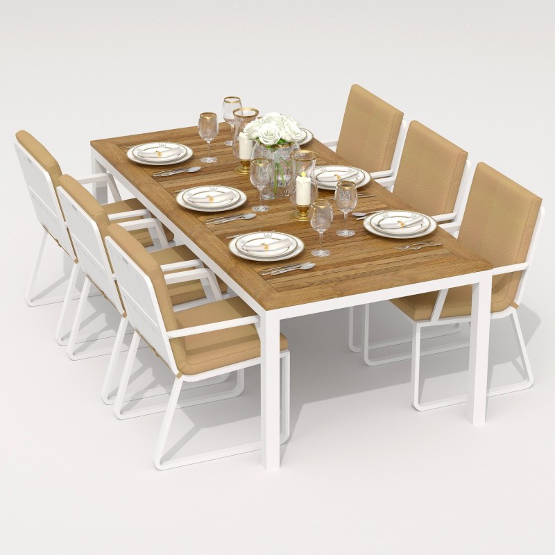 IdealPatio - Обеденная группа Ideal Patio Tella Alba 200 Цвет: белый, бежевый IdealPatio - Обеденная группа Ideal Patio Tella Alba 200 Цвет: белый, бежевый