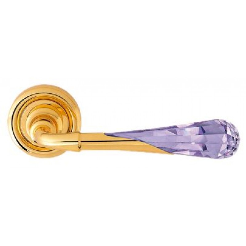 Linea Cali - Дверная ручка LINEA CALI GEMMA 1121 RO 103 на круглой розетке OZ violet золото 24K глянцевое Linea Cali - Дверная ручка LINEA CALI GEMMA 1121 RO 103 на круглой розетке OZ violet золото 24K глянцевое