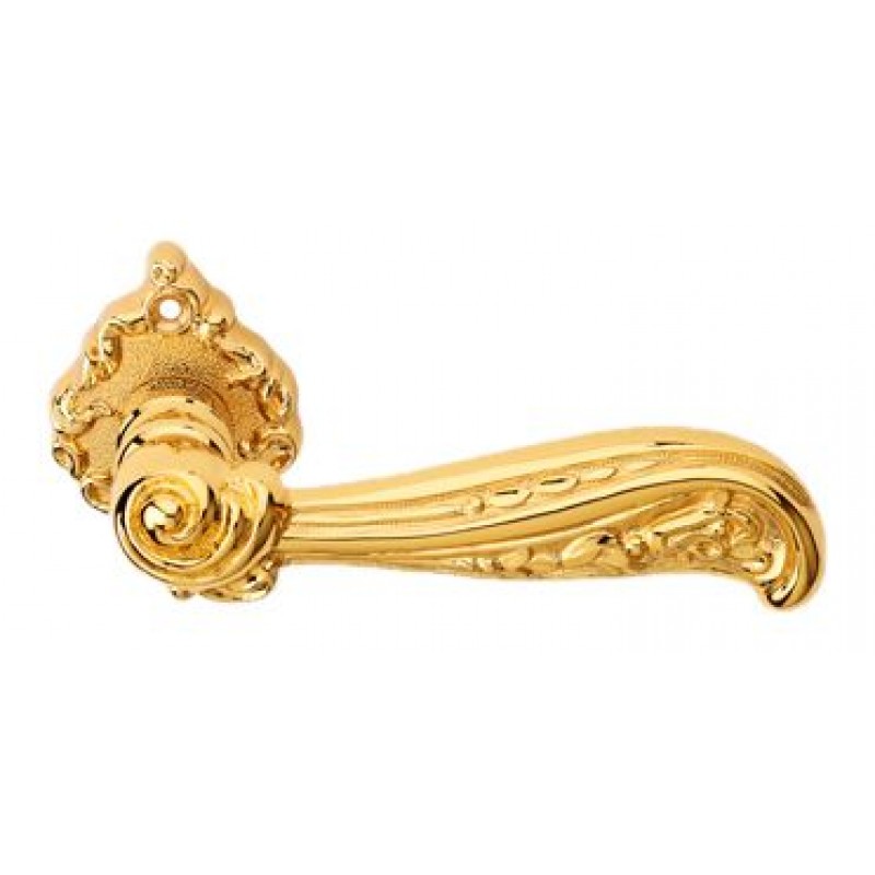 Linea Cali - Дверная ручка LINEA CALI NATURE 1320 RO 018 на фигурной розетке OZ золото 24K глянцевое Linea Cali - Дверная ручка LINEA CALI NATURE 1320 RO 018 на фигурной розетке OZ золото 24K глянцевое