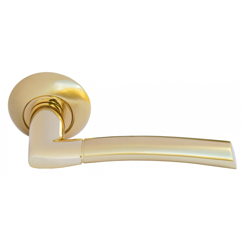 Morelli - Ручка дверная на круглом основании MORELLI MH-06 SG/GP матовое золото / золото Morelli - Ручка дверная на круглом основании MORELLI MH-06 SG/GP матовое золото / золото