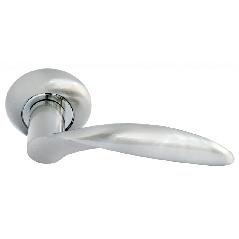 Morelli - Ручка дверная на круглом основании MORELLI MH-07 SN матовый никель Morelli - Ручка дверная на круглом основании MORELLI MH-07 SN матовый никель