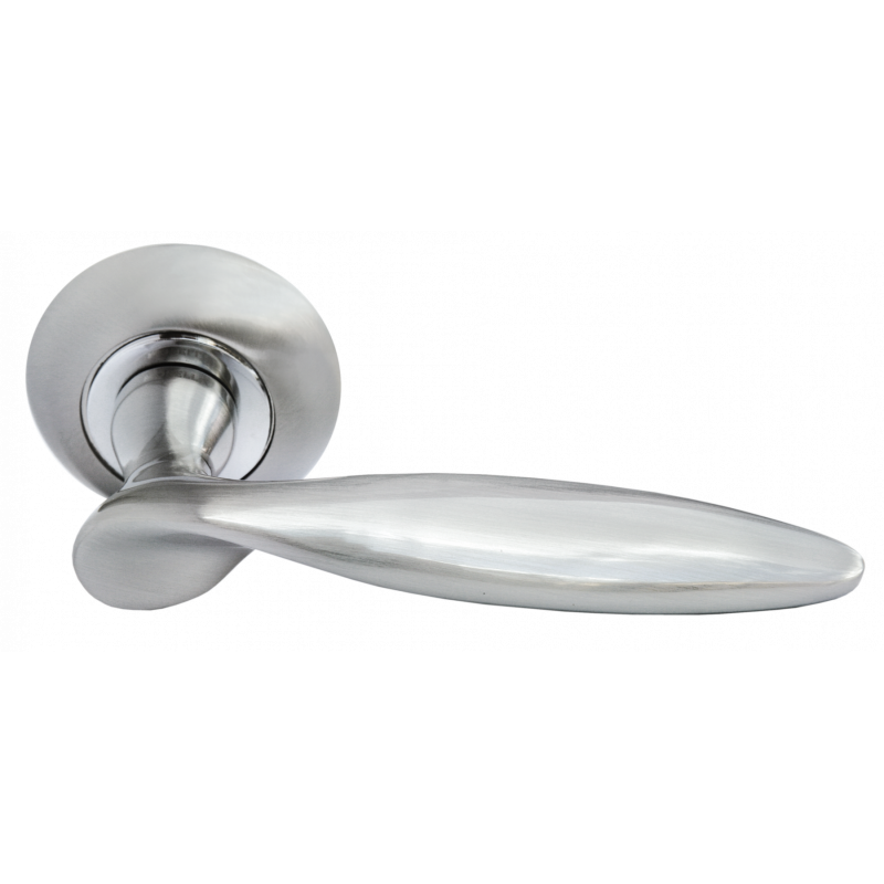 Morelli - Ручка дверная на круглом основании MORELLI MH-09 SN матовый никель Morelli - Ручка дверная на круглом основании MORELLI MH-09 SN матовый никель