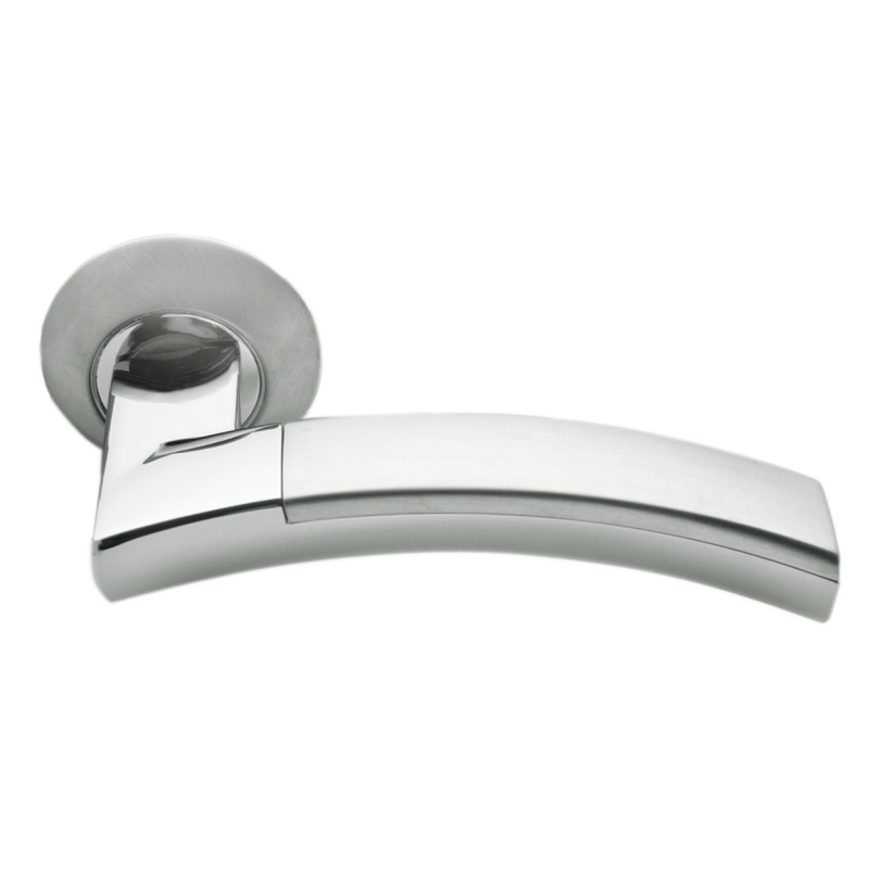 Morelli - Ручка дверная на круглом основании MORELLI MH-12 SN/CP матовый никель / хром Morelli - Ручка дверная на круглом основании MORELLI MH-12 SN/CP матовый никель / хром