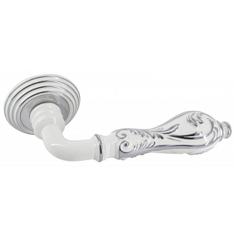 Adden bau - Дверная ручка на круглой розетке ADDEN BAU PALAZZO V201 ENAMEL/CHROME белая эмаль / хром Adden bau - Дверная ручка на круглой розетке ADDEN BAU PALAZZO V201 ENAMEL/CHROME белая эмаль / хром
